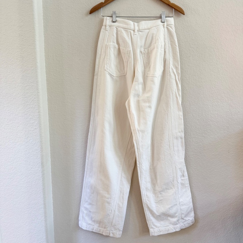 Zara Womens Off White High Waist Wide Leg Pants with Front Slits Size 6 US 38 EU - Picture 10 of 13
